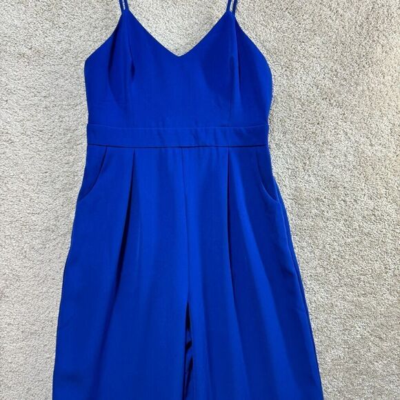 C/MEO Collective Power Trip Jumpsuit Womens Medium Blue Wide-Leg Spaghetti Strap - Picture 6 of 16